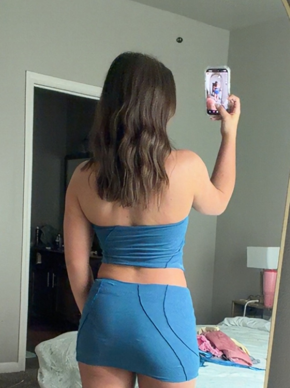 White Fox Boutique Blue Strapless Ruched Mini Set - Picture 3 of 3